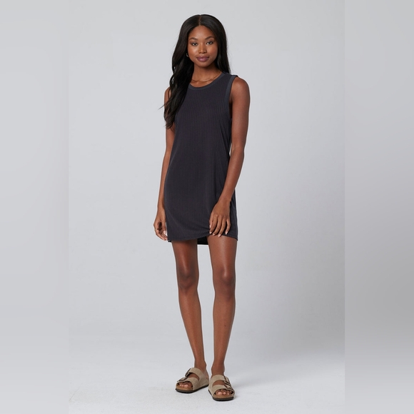 saltwater LUXE Dresses & Skirts - Saltwater Luxe Wide Ribbed Tank Mini Dress Dark Charcoal Size XS